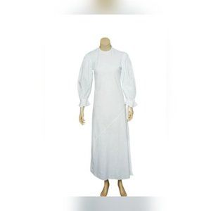 Doen Bias Dress S 6 Women's Casual Ruffle Long Sleeve White Long Maxi NEW 22111